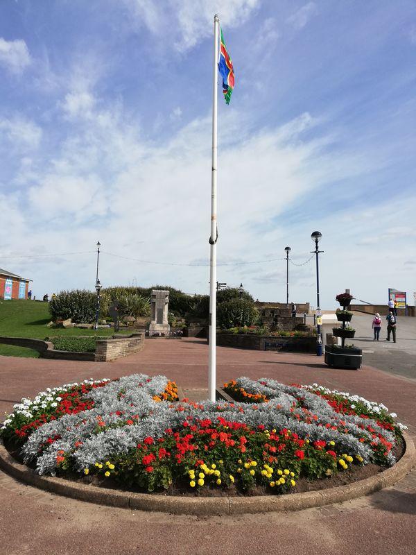 Sutton on Sea War Memorial and Lincolnshire Flag