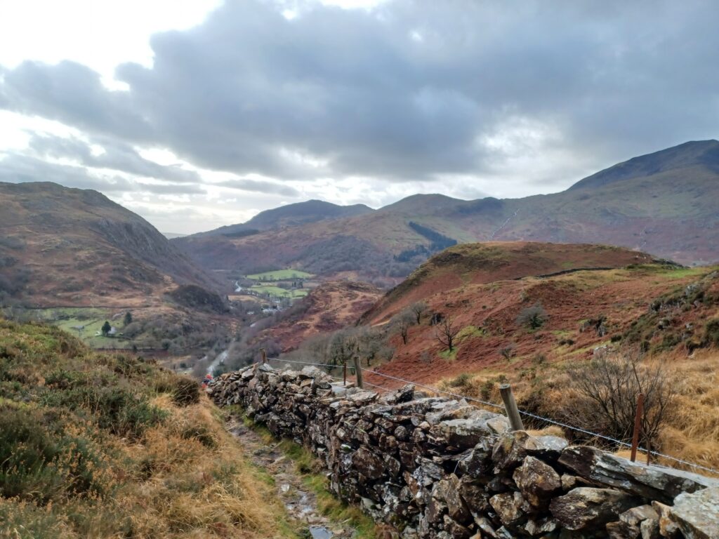 The view towards Beddgelert from the 'moderate' walk from Craflwyn, Snowdonia.