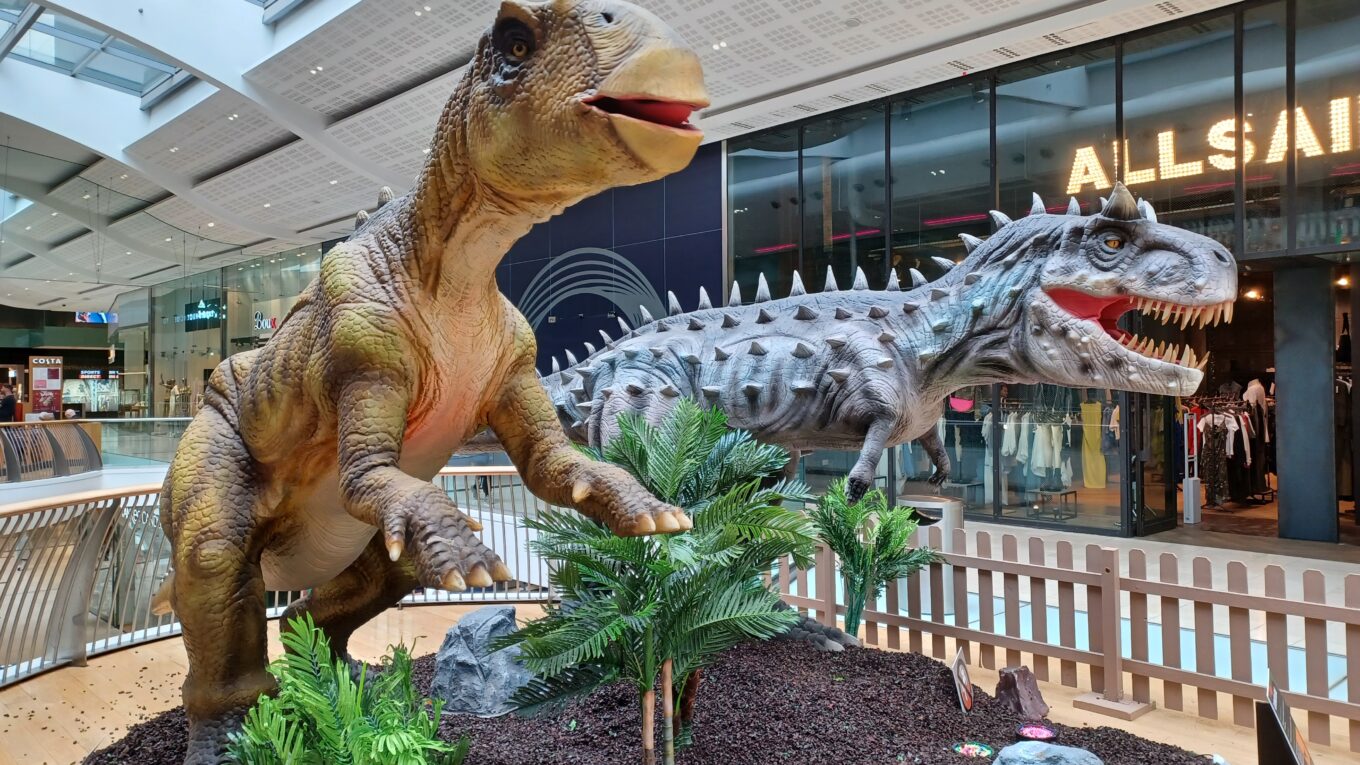 Dinosaur models in the Derbion shopping centre